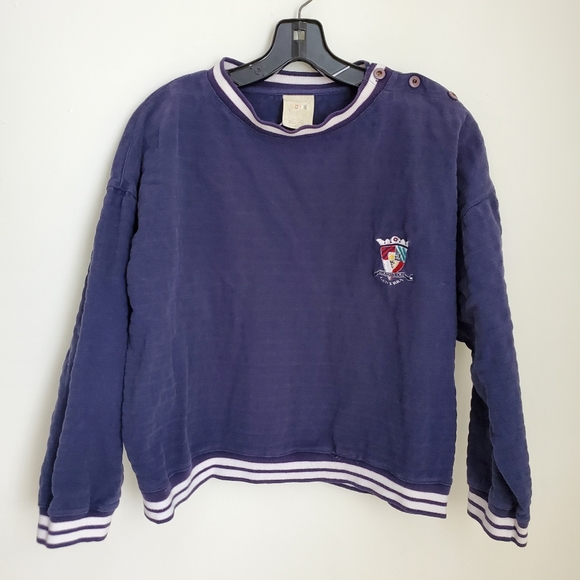 Generra Navy Blue Cropped Pullover Sweatshirt - Picture 1 of 6